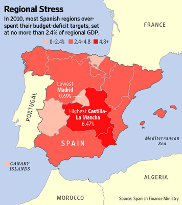spaanse kaart tekorten 2011